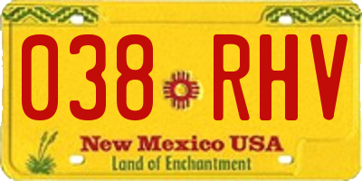 NM license plate 038RHV