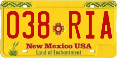 NM license plate 038RIA
