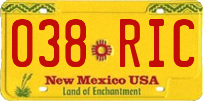 NM license plate 038RIC
