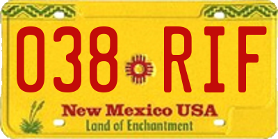 NM license plate 038RIF