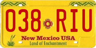 NM license plate 038RIU