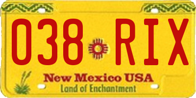 NM license plate 038RIX