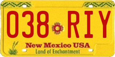 NM license plate 038RIY