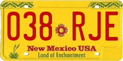 NM license plate 038RJE