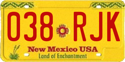 NM license plate 038RJK