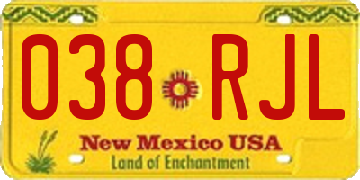 NM license plate 038RJL