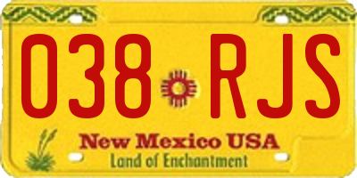 NM license plate 038RJS