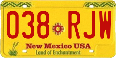 NM license plate 038RJW