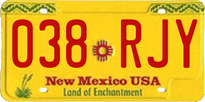 NM license plate 038RJY