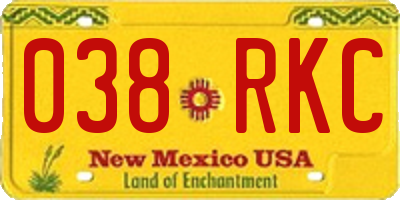 NM license plate 038RKC
