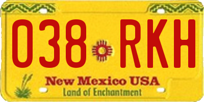 NM license plate 038RKH