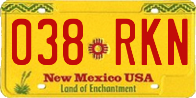 NM license plate 038RKN
