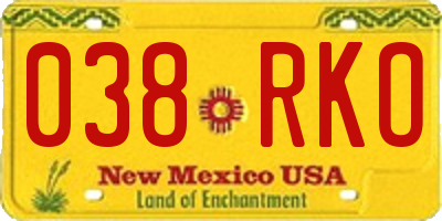 NM license plate 038RKO