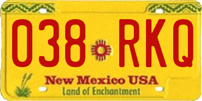 NM license plate 038RKQ