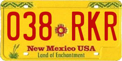 NM license plate 038RKR