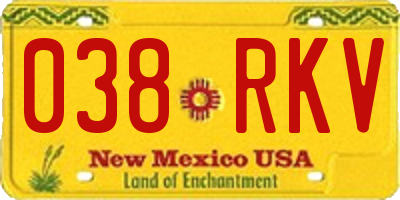 NM license plate 038RKV