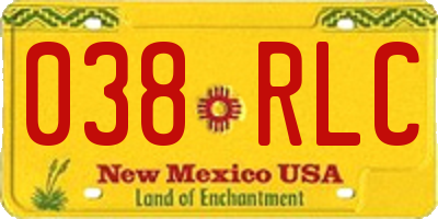 NM license plate 038RLC