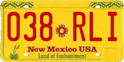 NM license plate 038RLI