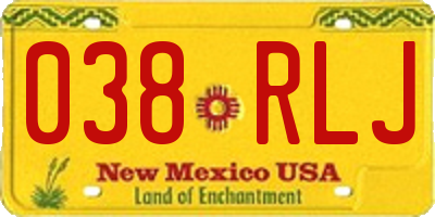 NM license plate 038RLJ