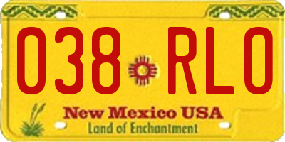 NM license plate 038RLO