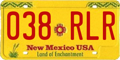 NM license plate 038RLR