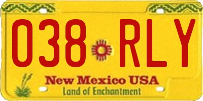 NM license plate 038RLY