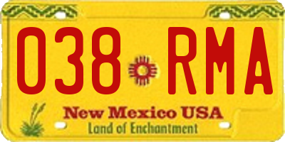 NM license plate 038RMA