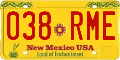 NM license plate 038RME
