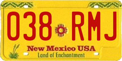 NM license plate 038RMJ