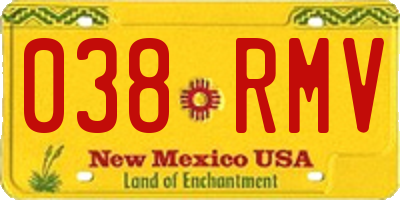 NM license plate 038RMV