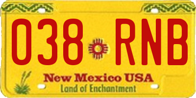 NM license plate 038RNB