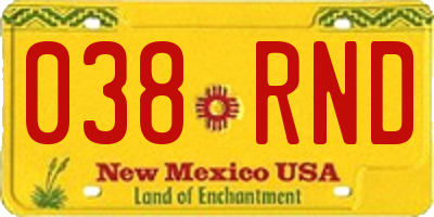 NM license plate 038RND