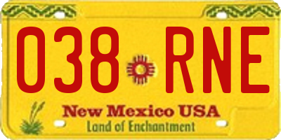 NM license plate 038RNE