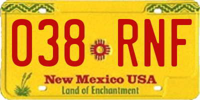 NM license plate 038RNF
