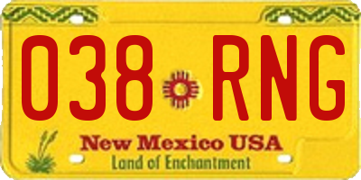 NM license plate 038RNG