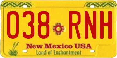 NM license plate 038RNH