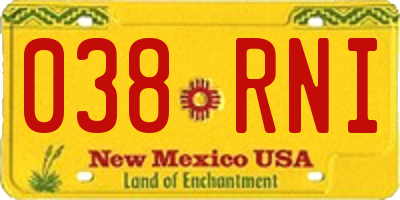 NM license plate 038RNI