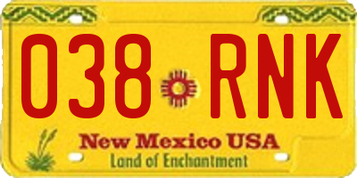NM license plate 038RNK