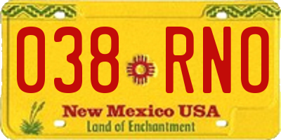 NM license plate 038RNO