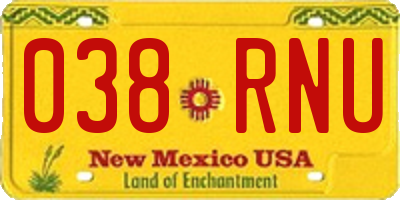 NM license plate 038RNU