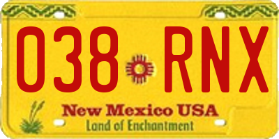 NM license plate 038RNX