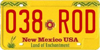 NM license plate 038ROD