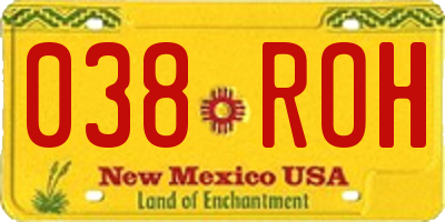 NM license plate 038ROH