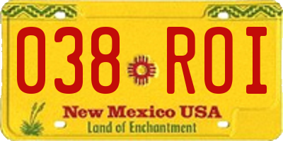 NM license plate 038ROI