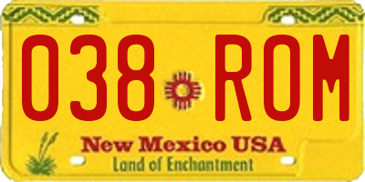 NM license plate 038ROM