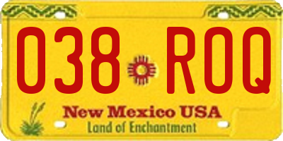 NM license plate 038ROQ