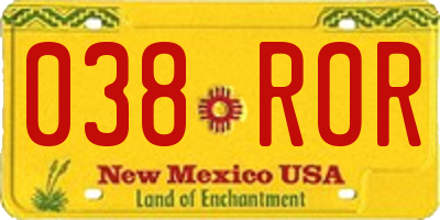 NM license plate 038ROR