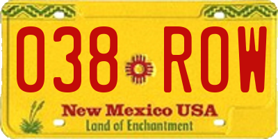 NM license plate 038ROW