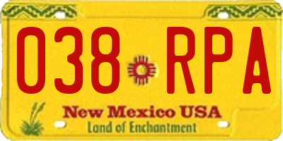 NM license plate 038RPA