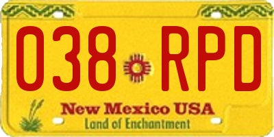 NM license plate 038RPD